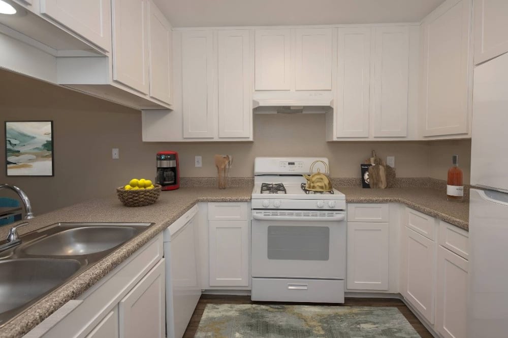 Kitchen area at River's Edge Apartments in Lodi, California