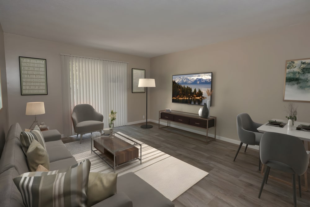 Open-concept kitchen of Country Club Gardens in Sacramento, California