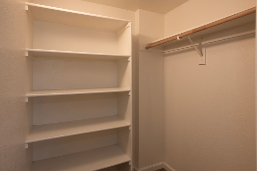 Spacious closet at Castle Hill Apartments in Sacramento, California