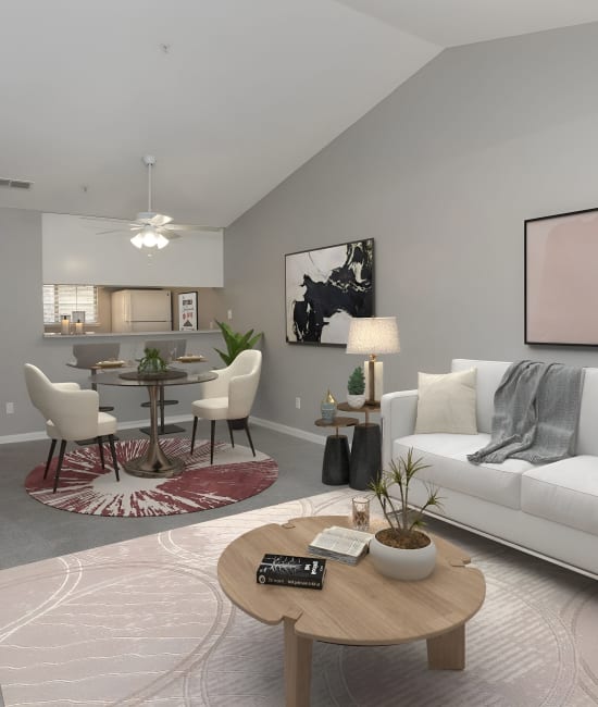 Spacious living room at Foothill Terrace in Auburn, California