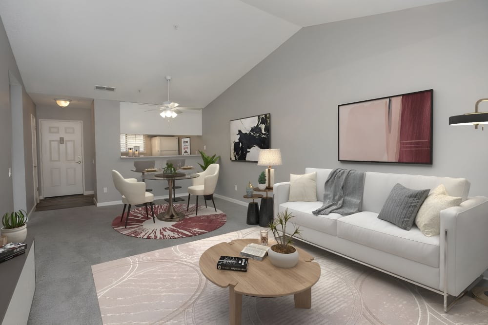 Living and dining room area at Foothill Terrace in Auburn, California