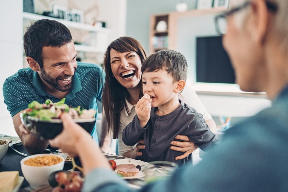 Residents having lunch at Castle Hill Apartments in Sacramento, California