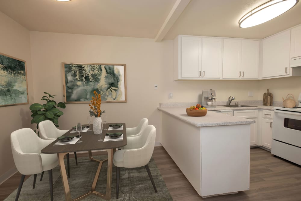 Kitchen and dining area at Zinfandel Ranch Apartments in Rancho Cordova, California
