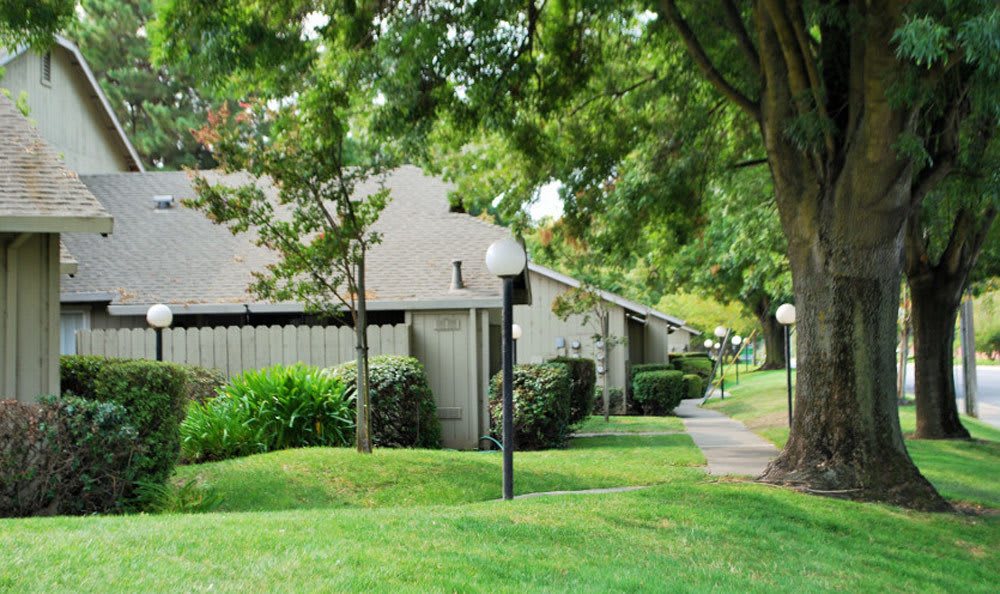 Grassy lawns at Meritage Apartments in Lodi, California