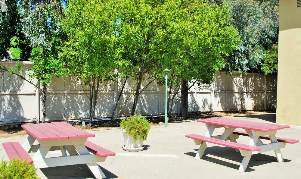 Picnic tables at Arden Palms Apartments in Sacramento, California