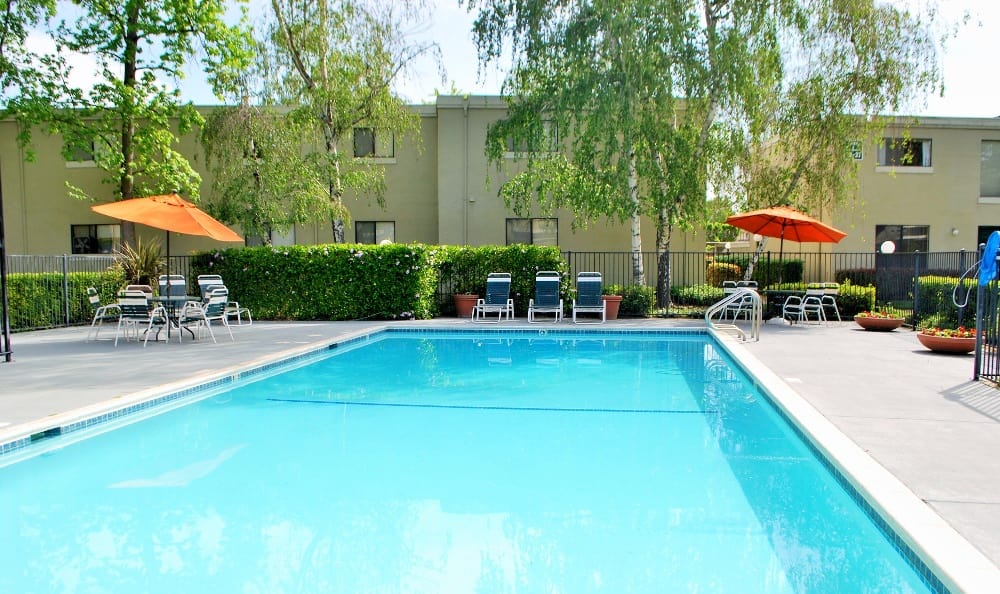 Swimming pool at California Center Apartments in Sacramento, California