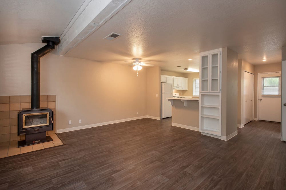Spacious downstairs living room area at Auburn Townhomes in Auburn, California
