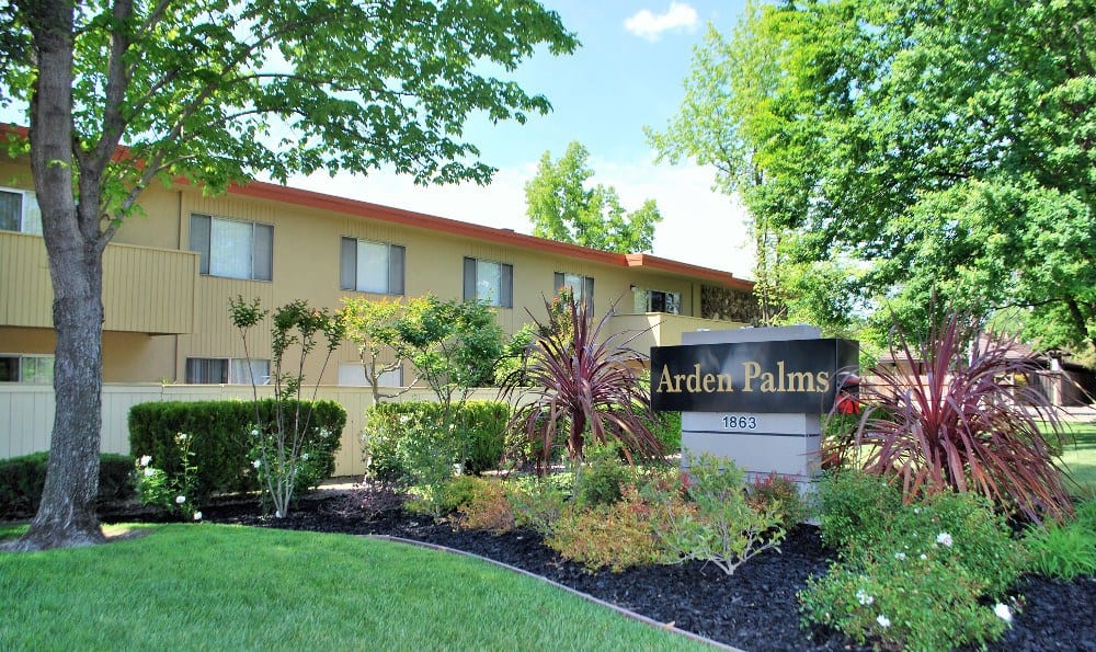 Entrance to Arden Palms Apartments in Sacramento, California