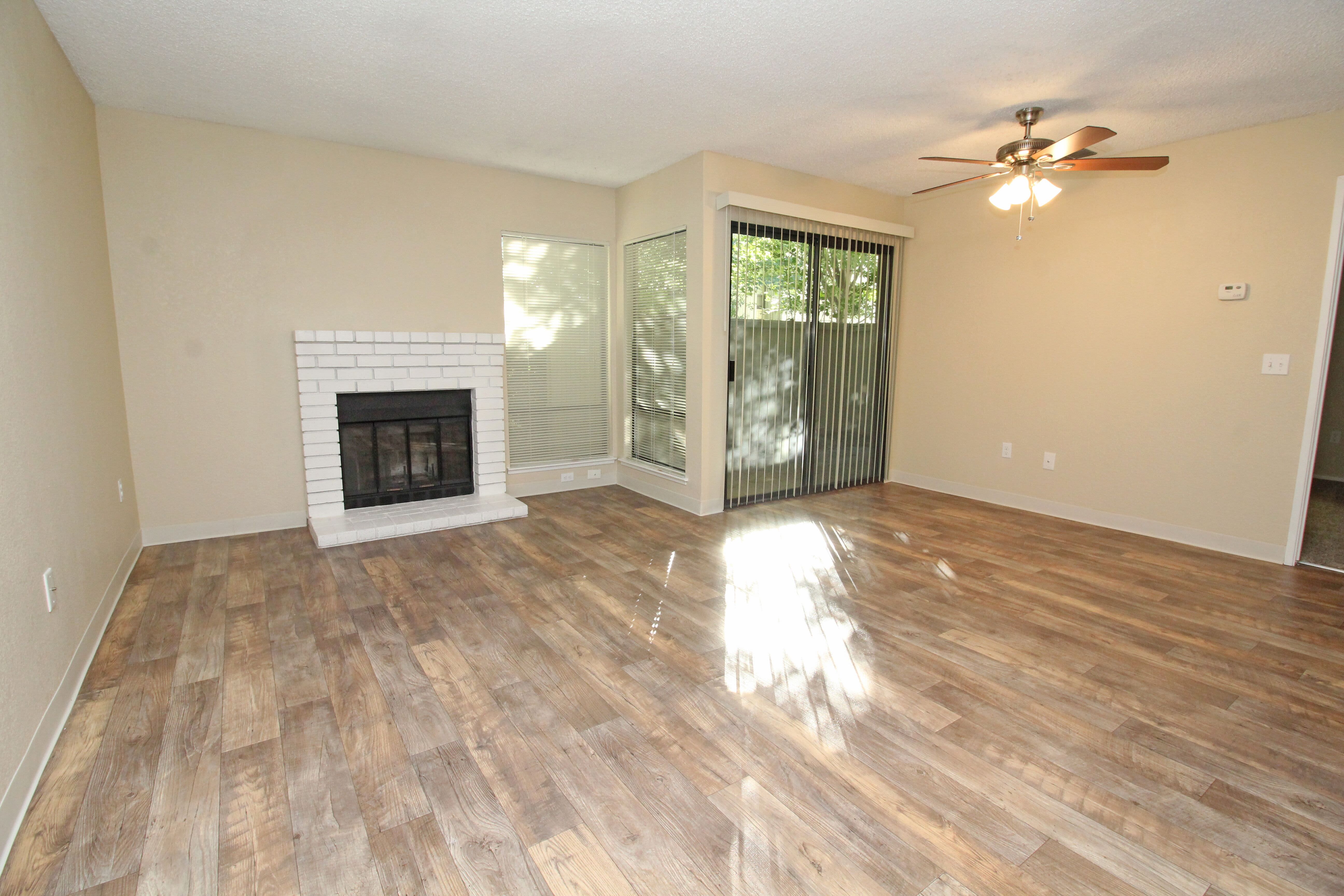 Fireplace in home at Huntcliffe Apartments in Fair Oaks, California